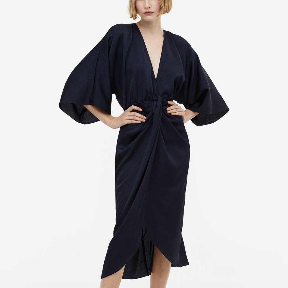 (NWT) H&M - dark blue/navy, flowy, v-neck dress